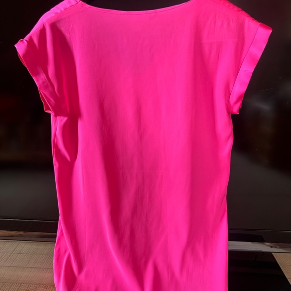 Express Women's Bright Pink V-Neck Blouse - Picture 2 of 4